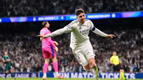 Valverde celebra uno de sus goles contra el Manchester City en la Champions | AP