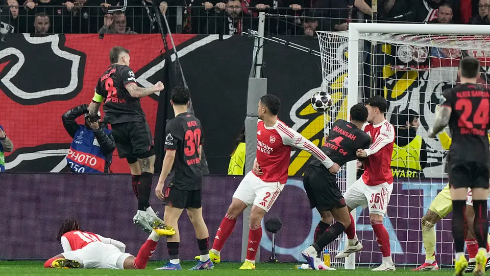Robert Andrich en festejo por su gol contra Arsenal en Octavos de Final de la Champions League | AP