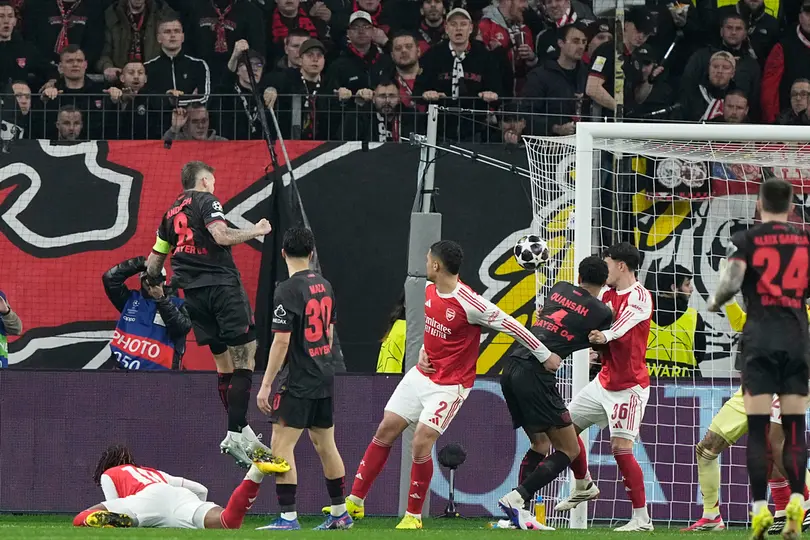 Robert Andrich en festejo por su gol contra Arsenal en Octavos de Final de la Champions League | AP