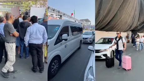 VIDEO: Taxistas bloquean accesos a la Terminal 1 Y 2 del AICM; ¡hay enfrentamientos!
