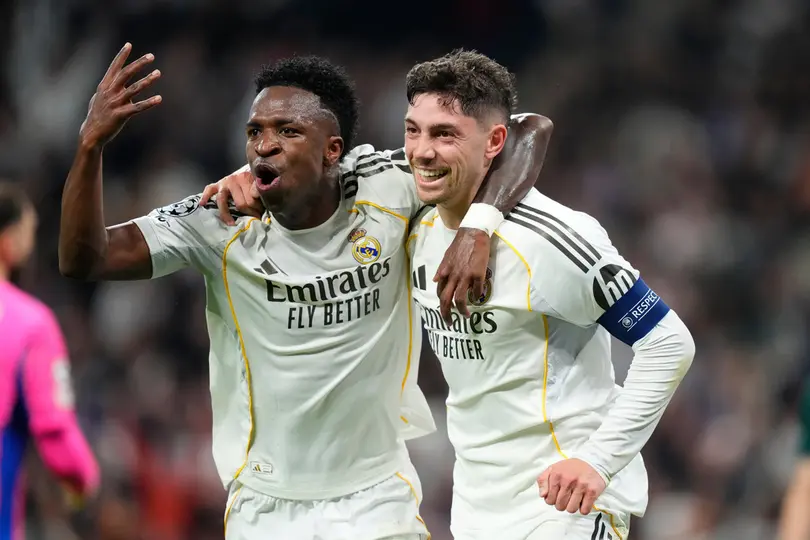 Federico Valverde acon Vinícius Jr. l AP