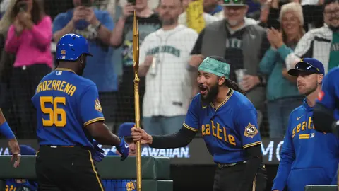 Randy Arozarena en el bulpen de los Mariners I AP