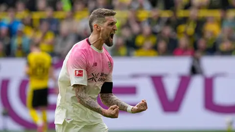 Robert Andrich celebrando su gol ante el Dortmund l AP