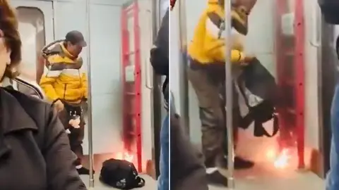 VIDEO: Hombre provoca incendio en vagón de la Línea B del Metro CDMX