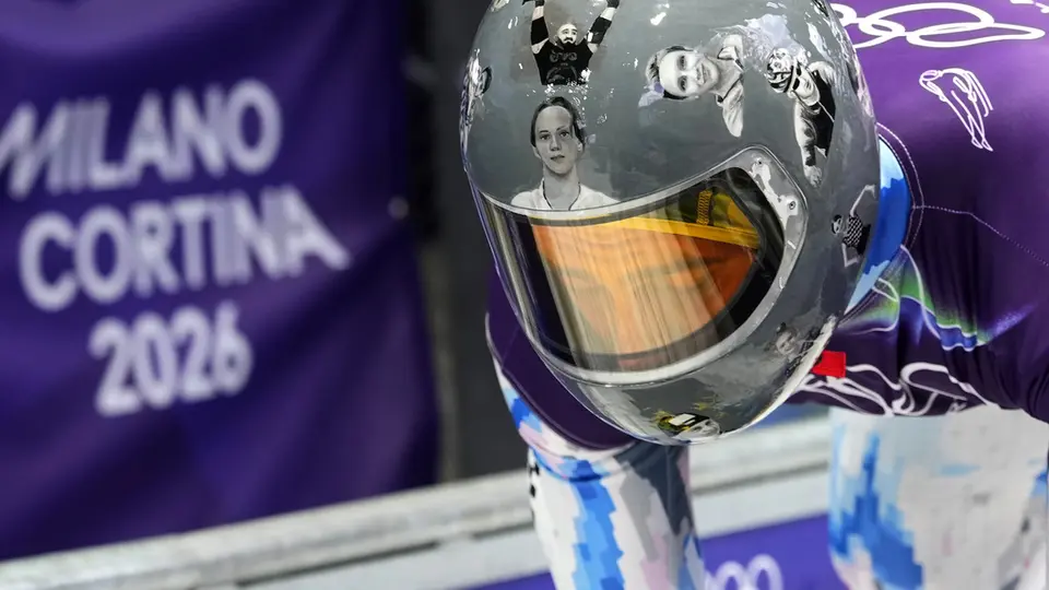 Vladyslav Heraskevych con el casco | AP