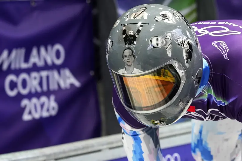 Vladyslav Heraskevych con el casco | AP