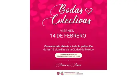 El Registro Civil de la Ciudad de México convoca a parejas residentes de las 16 alcaldías a participar en las bodas colectivas gratuitas. /  X: @DGRCivilCDMX