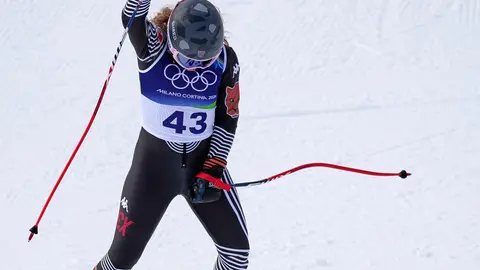 Sarah Schleper festeja durante la prueba en Milano-Cortina 2026 | AP