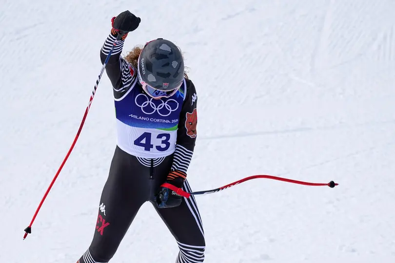 Sarah Schleper festeja durante la prueba en Milano-Cortina 2026 | AP
