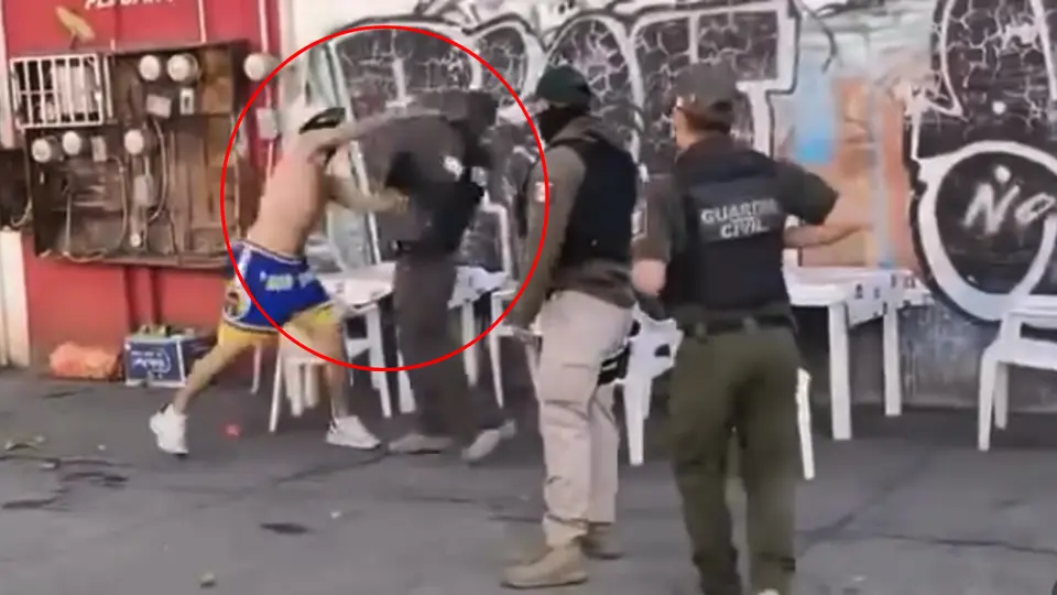 VIDEO: ‘Diableros’ vs Guardia Civil: Riña deja policías golpeados y tres detenidos