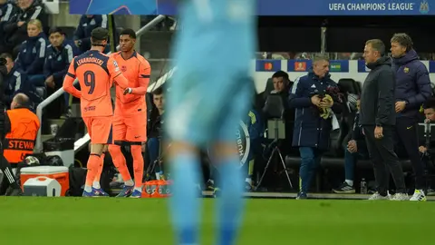 Lewandowski con el Barcelona en partido de Champions | AP
