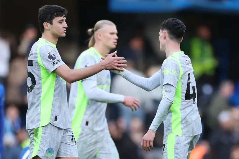 Jugadores de Manchester City en celebración en el partido contra Chelsea en la Premier League | AP