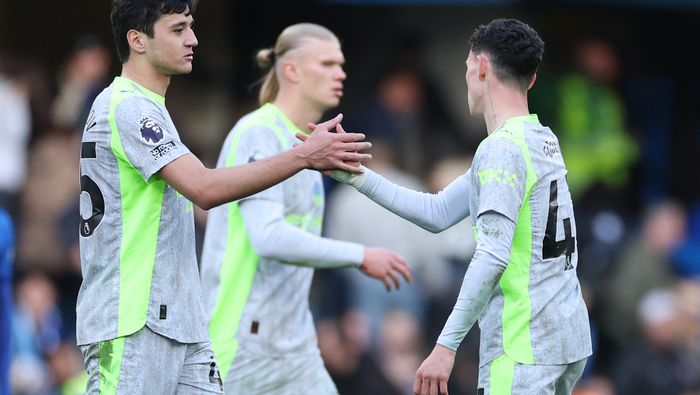 Jugadores de Manchester City en celebración en el partido contra Chelsea en la Premier League | AP