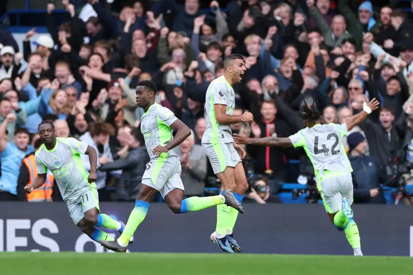 Jugadores de Manchester City en celebración ante Chelsea en la Premier League | AP