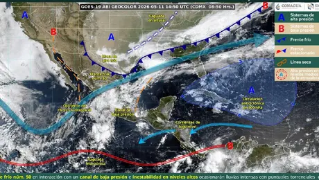 Clima 12 de mayo Frente Frío 50 traerá tormentas y caída de granizo