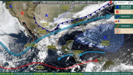 Clima 12 de mayo Frente Frío 50 traerá tormentas y caída de granizo