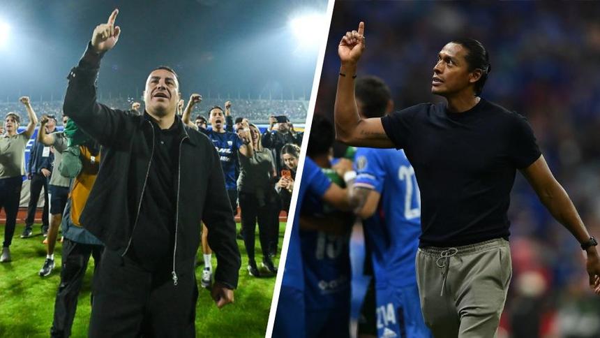 Efraín Juárez y Joel Huiqui en celebración por clasificar a Semifinales del Clausura 2026 de la Liga MX | IMAGO 7