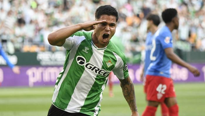 Cucho Hernández en celebración con Betis en el partido contra Elche en LaLiga | AFP