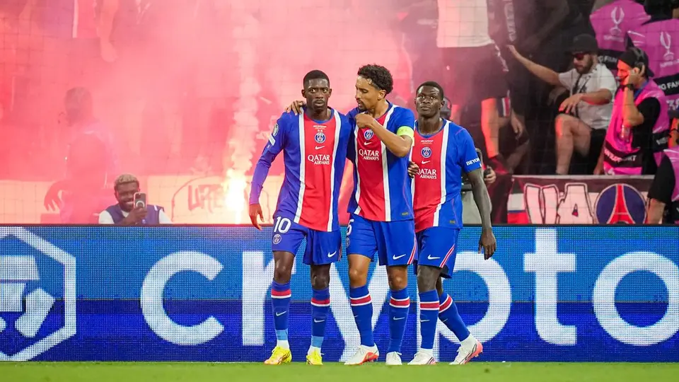 Jugadores de PSG en celebración en la Supercopa de la UEFA 2026 | AP