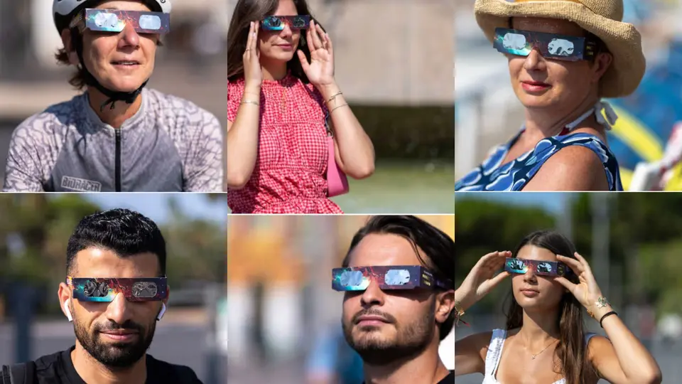 Observadores reunidos utilizando gafas de protección para seguir el paso de la Luna sobre el Sol / Especial