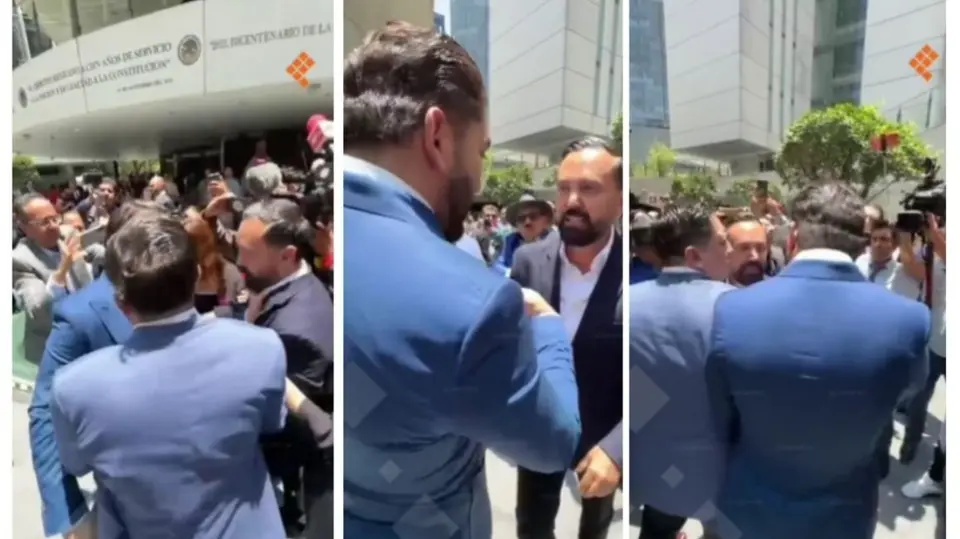 La discusión entre los diputados Arturo Ávila y Carlos Gutiérrez subió de tono hasta llegar a los empujones. / Redes