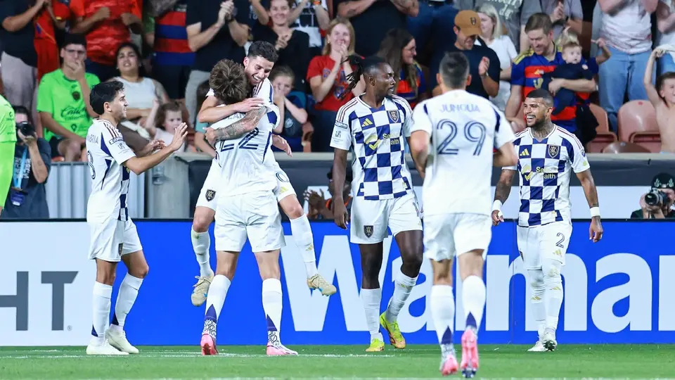 Real Salt Lake festejando un gol ante Juárez en la Leagues Cup | MEXSPORT
