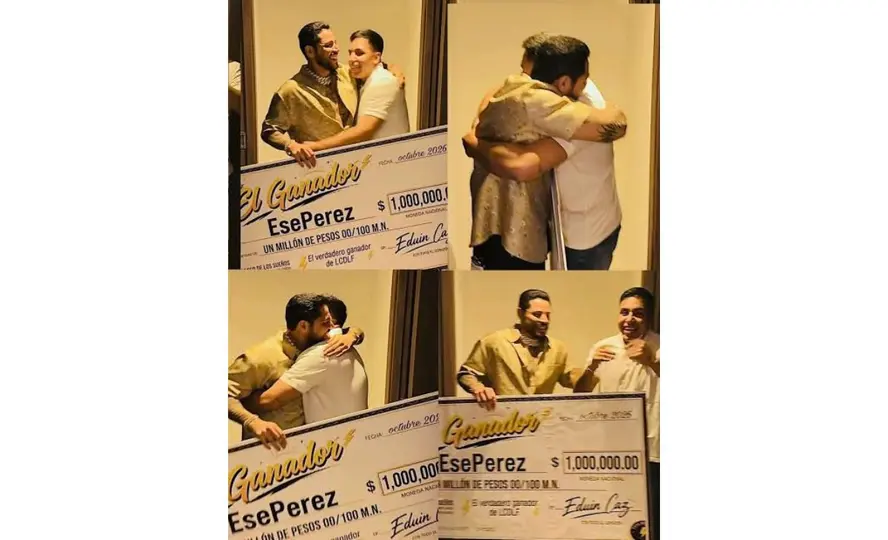 Eduin Caz sorprendió a Ese Pérez con un cheque de un millón de pesos./I@:eduincaz
