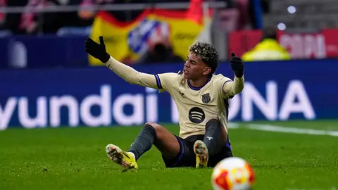 Lamine Yamal descontento por el resultado en el Metropolitano | AP