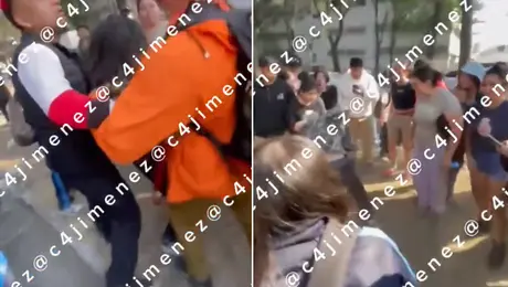 VIDEO: Padre de familia amenaza a maestro que intentó separar pelea de alumnas frente a secundaria en CDMX