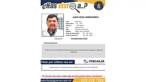 Desde el pasado sábado se reportó el secuestro del Dr. Juan Vega Arredondo, padre del edil/X: @rotativodemex