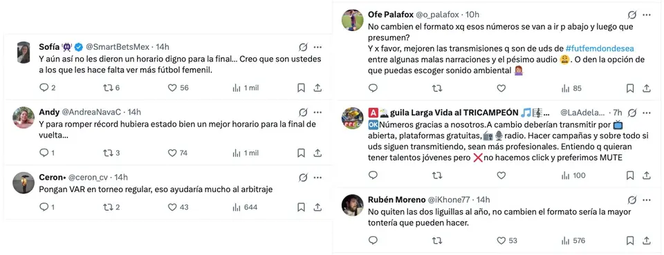Así fueron algunas quejas de la afición | CAPTURA DE PANTALLA