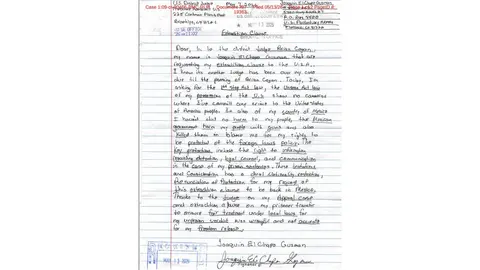 Las cartas atribuidas a “El Chapo” Guzmán fueron enviadas al juez Brian Cogan desde la prisión ADX Florence, en Colorado./ X: @arturoangel20