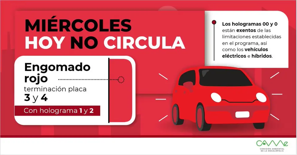 Los vehículos con engomado rojo, placas 3 y 4, y holograma 1 y 2, no circulan / Especial