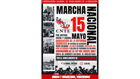 La Coordinadora Nacional de Trabajadores de la Educación (CNTE) confirmó una megamarcha en la CDMX este 15 de mayo de 2026.