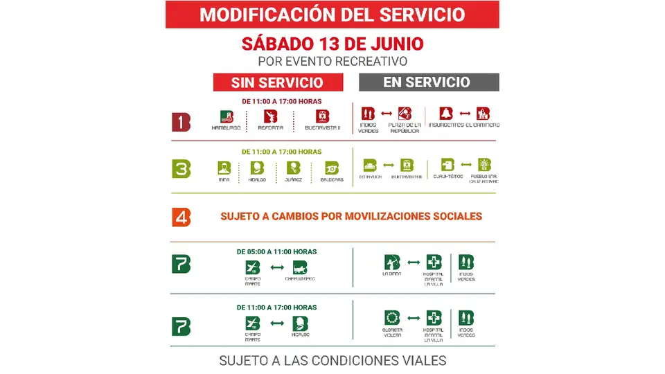 Desde temprana hora los cambios estarán presentes / FB: @MetrobusCDMX