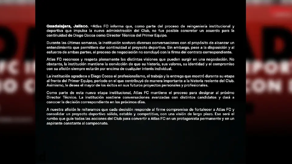Comunicado del Atlas | CAPTURA DE PANTALLA