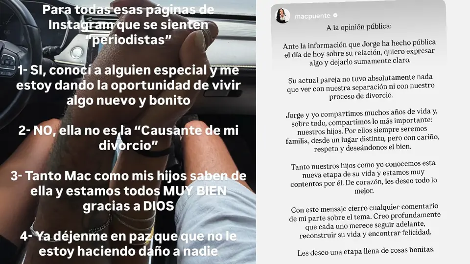 Con estos mensajes, Jorge y Marichelo confirman que no existió alguna infidelidad / Especial