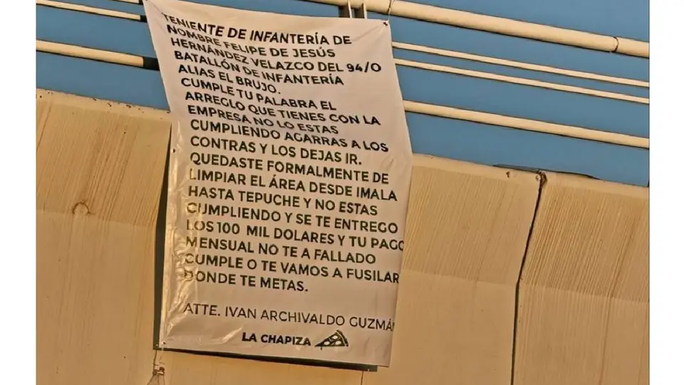 Narcomanta en Culiacán acusa a presunto militar de recibir 100 mil dólares; esto decía el mensaje