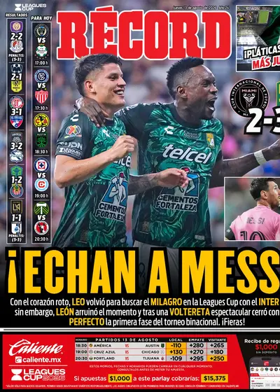Portada RÉCORD 13 de Agosto de 2026
