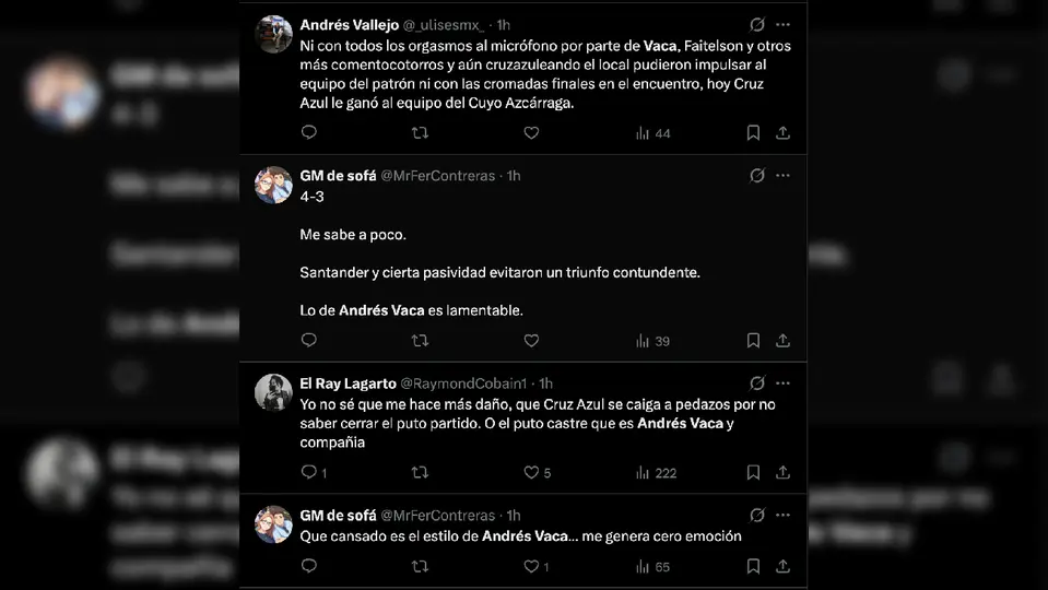 Críticas hacia Andrés Vaca | Captura de pantalla
