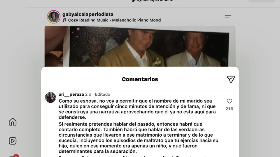 Araceli Peraza, última esposa de Beteta, respondió públicamente a los señalamientos./@araceliperaza
