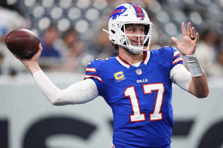 Josh Allen calentamiento Bills Semana 1 l AP