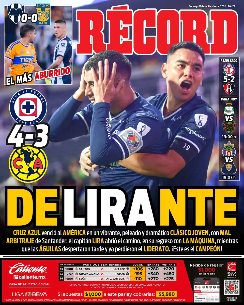Portada RÉCORD 13 de septiembre de 2026
