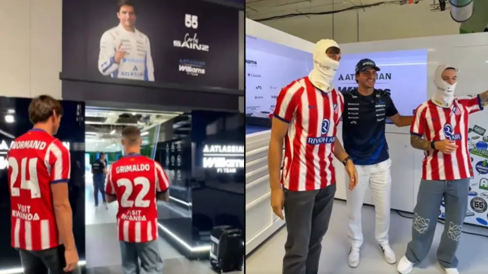 Jugadores de Atlético de Madrid con Carlos Sainz | CAPTURA DE PANTALLA