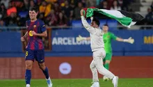 Ondean bandera de Palestina en victoria del Barcelona sobre Getafe