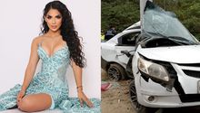 ¡Vive de milagro! Joselyn Encalada sufre aparatoso accidente de auto