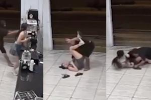 VIDEO: ¡Se lo madrugó! Mujer le aplica una llave a ladrón para evitar robo de su cartera