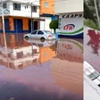 Inundación en Nezahualcóyotl sorprende con agua rosa y roja en calles y casas