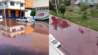 Inundación en Nezahualcóyotl sorprende con agua rosa y roja en calles y casas