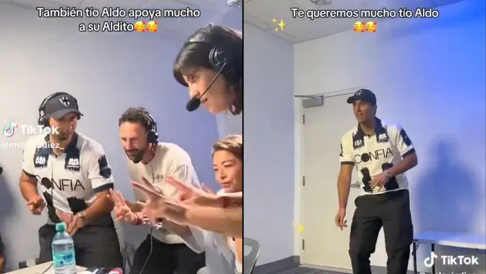 Aldo De Nigris se avienta baile viral en la transmisión del Rayados vs América en apoyo a su sobrino